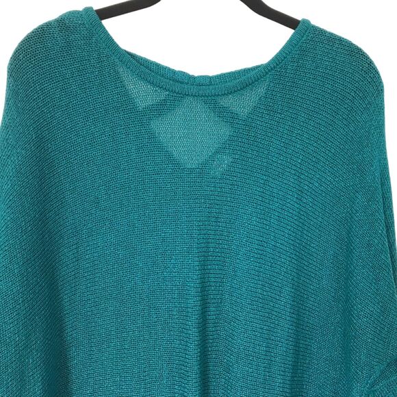 Chicos Top Size 2 (12-14) Green Crossback Pullover 3/4 Sleeve Knit Sweater - Picture 2 of 11